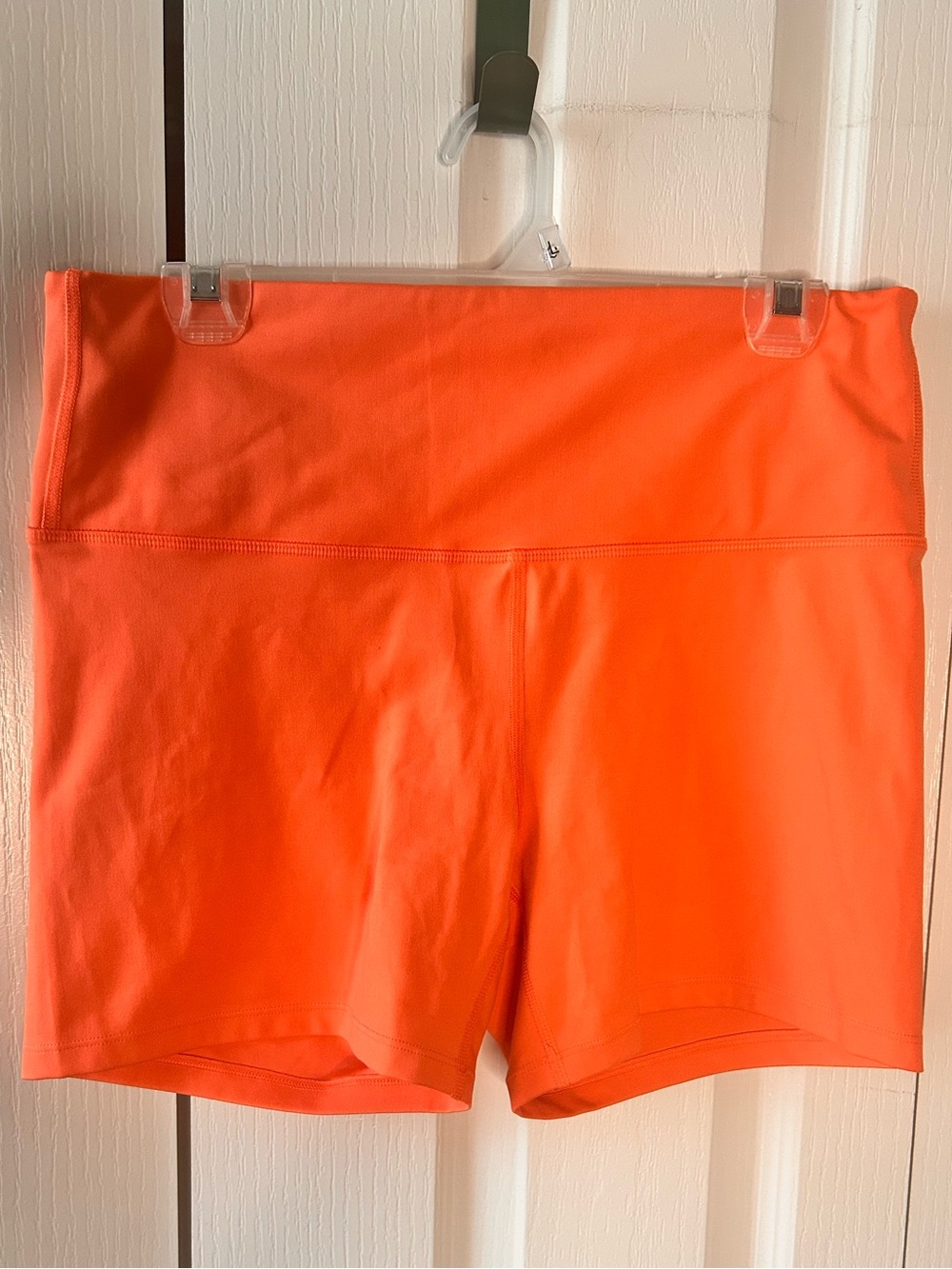 All in Motion Women’s XL High-Waist Athletic Bike Shorts Bright Orange Inseam 5”